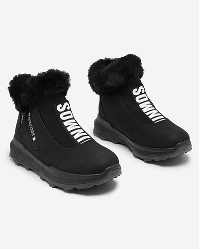OUTLET Fekete női szigetelt, szőrmés csizma Scherr- Footwear