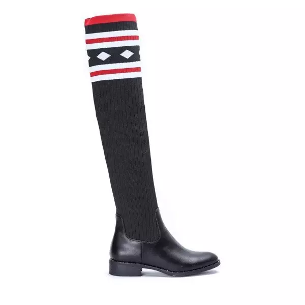 OUTLET Fekete csizma a'la lapos zokni Salvia- Shoes