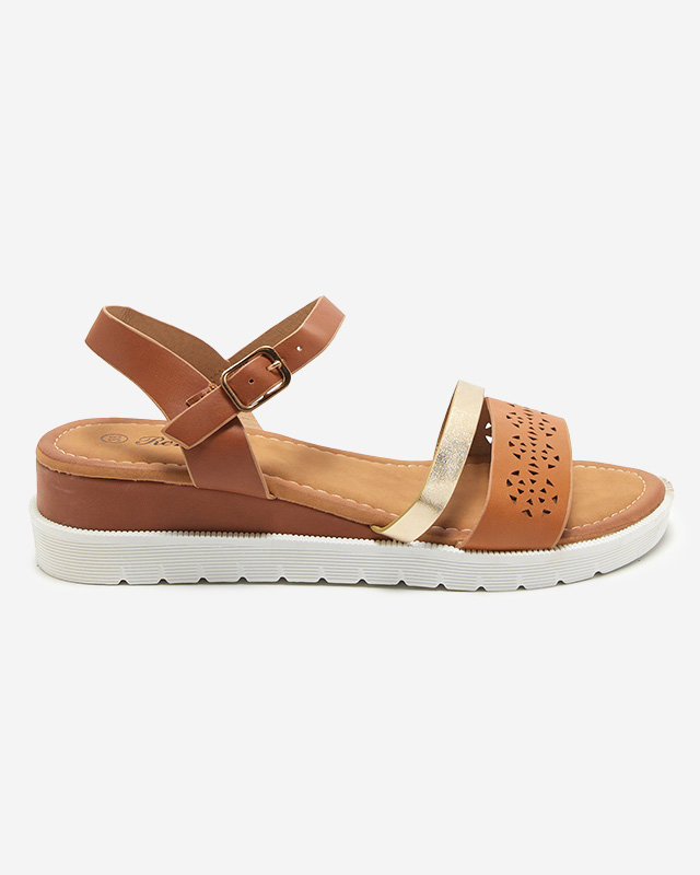 OUTLET Barna női szandál alacsony éken Dotif - Lábbeli