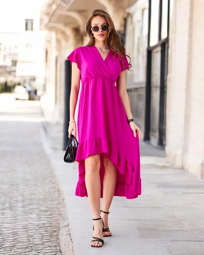 Royalfashion Női midi ruha aszimmetrikus szegéllyel