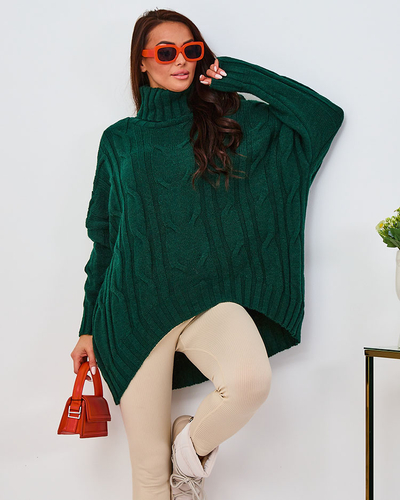 Royalfashion Női kobalt színű aszimmetrikus garbó pulóver