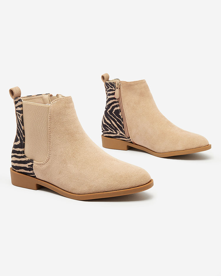 Royalfashion Bézs női csizma Dercozea mintával