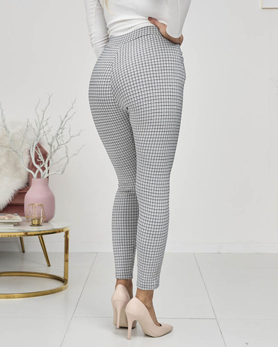 Szürke-fekete női kockás treggings- Ruházat