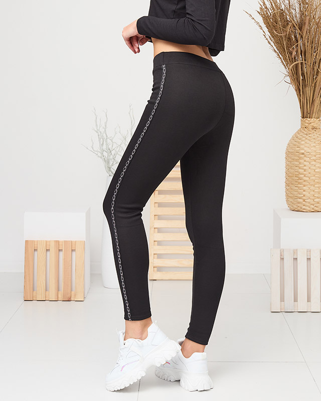 Fekete, csíkos, szigetelt női leggings Ruházat