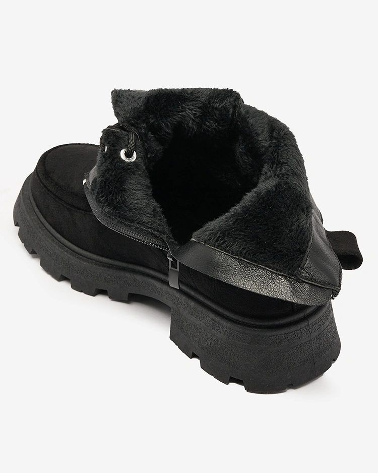 Royalfashion Fekete női Oroccar fűzős csizma