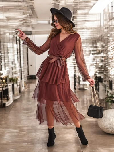 Royalfashion Női hosszú ruha fodrokkal