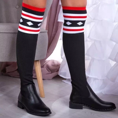 OUTLET Fekete csizma a'la lapos zokni Salvia- Shoes