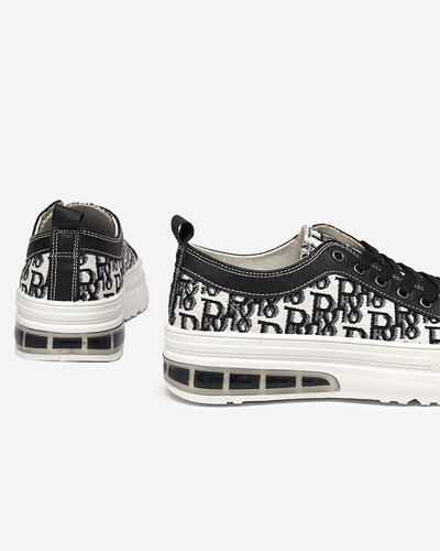 Fekete mintás női tornacipő Neriwas platformon - Lábbeli