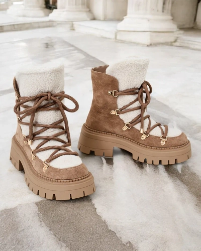 Royalfashion Lozin fűzős női hócsizma