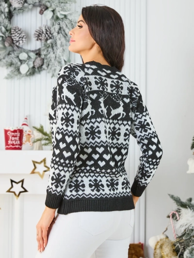 Royalfashion Brown női virágos pulóver