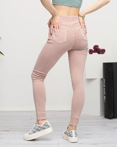 Női világos rózsaszín treggings- Ruházat