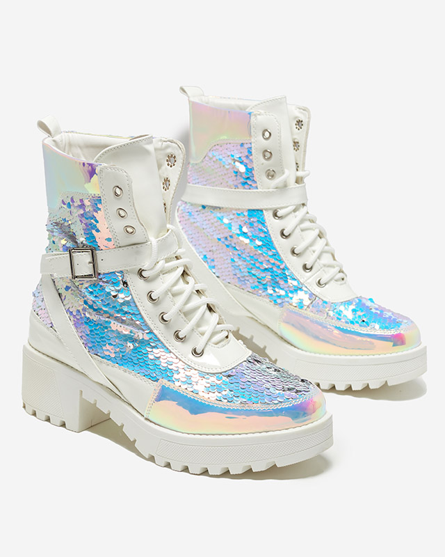 Fehér női csizma flitterekkel az Impresa -tól - Cipő