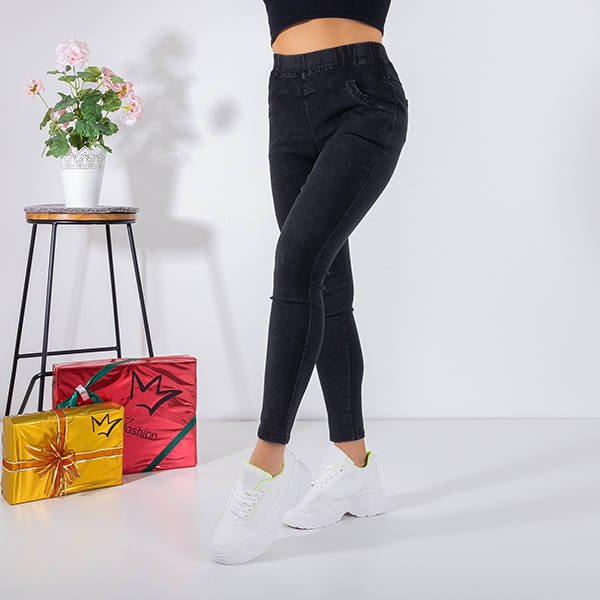 Fekete női PLUS SIZE Jeggings - nadrág