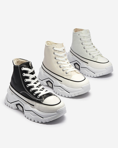 Női krémszínű, szigetelt platformos sportcipő a'la sneakers Retiha - Lábbeli