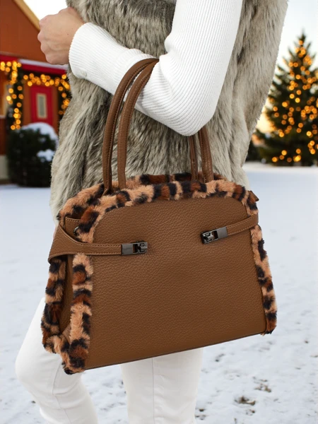 Kis női táska öko bőrből, leopárdmintával, Panthory