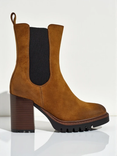 Női öko velúr bokacsizma vastag sarokkal Soreya