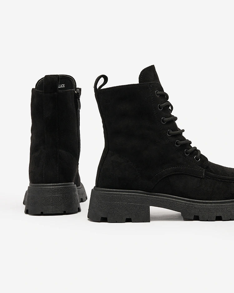 Royalfashion Fekete női Oroccar fűzős csizma