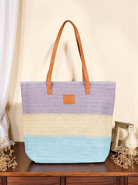 Királyi divat Nagy Női Szalmatáska Vastag Csíkokkal