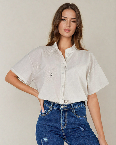 Royalfashion Női oversize hímzett ing