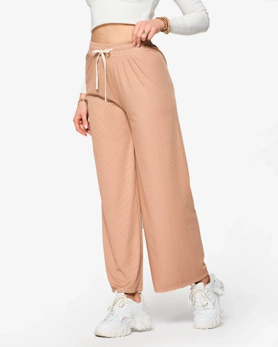 Barna női széles rakott palazzo nadrág - Ruházat