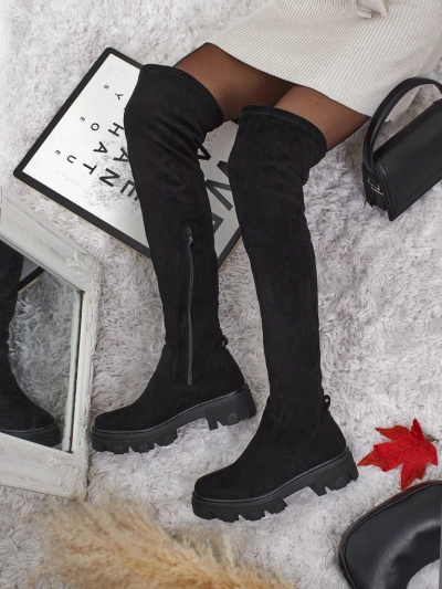 Női térd fölé érő öko velúr csizma Maelin