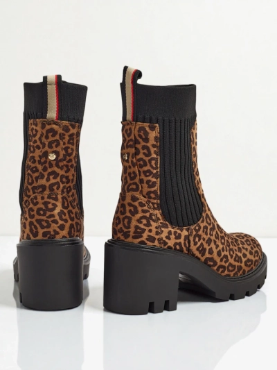 Mintás női bokacsizmák vastag sarokkal, öko velúrból Anthere