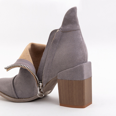 Luna galambszürke bőr elegáns őszi női bokacsizma