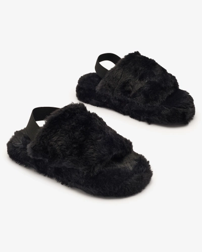 Royalfashion Fekete női szőrme papucs Nabres