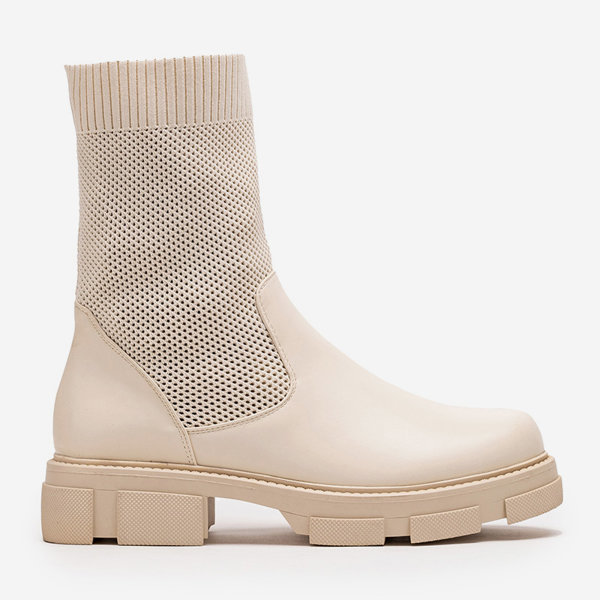 OUTLET Női bézs áttört bokacsizma Roibu - Lábbeli