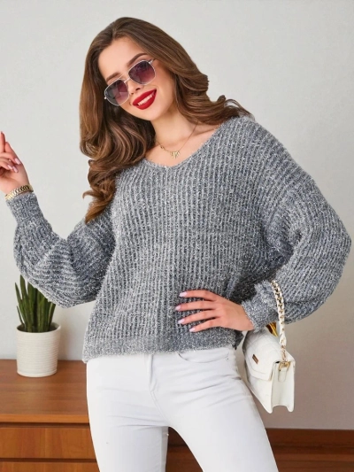 Royalfashion Női pulóver fényes szállal