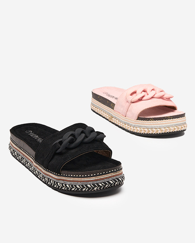 OUTLET Rózsaszín női papucs díszített talppal Hillam - Lábbeli