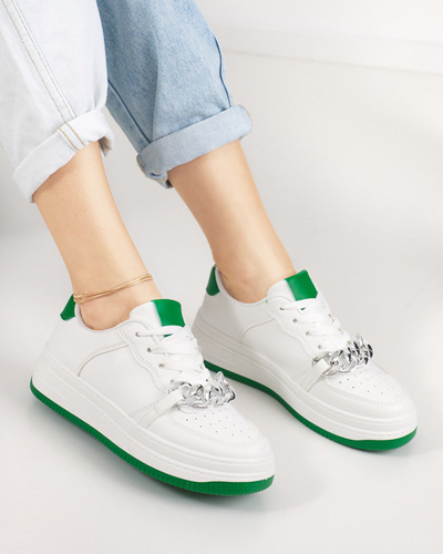 OUTLET White - zöld női sportcipő lánccal Nevito - Lábbeli