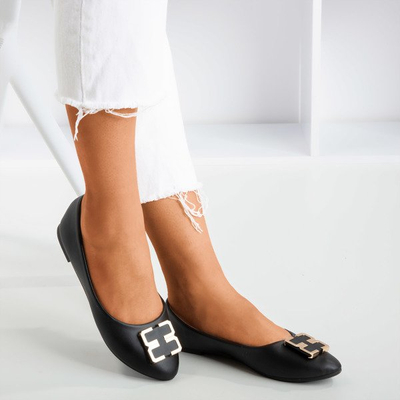 OUTLET Fekete női balerinák orrján díszes Rionach - Cipők