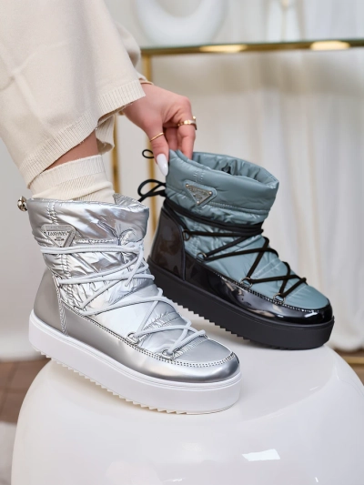 Royalfashion Női ezüst Vevnose slip-on csizma a'la hócsizma