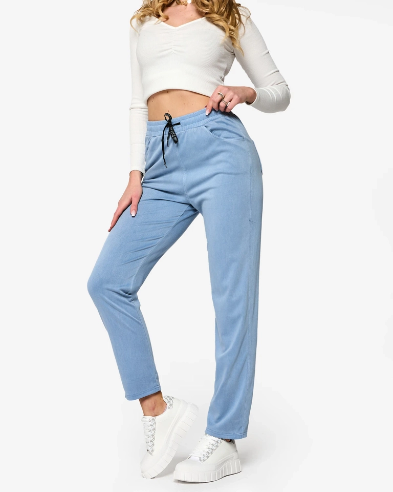 Kék női szövetnadrág PLUS SIZE- Ruházat