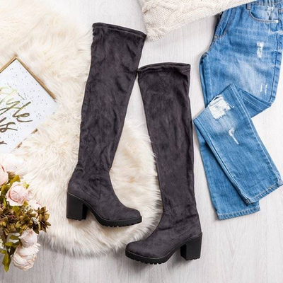 OUTLET Szürke csizma egy magasabb oszlopon Moccalinea - Lábbeli