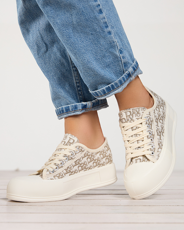 OUTLET Mintás női platform tornacipő bézs Berika színben - Lábbeli