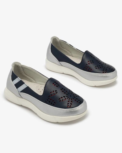 Lányok ezüst és tengerészkék slip on tornacipő Ewesgi- Footwear