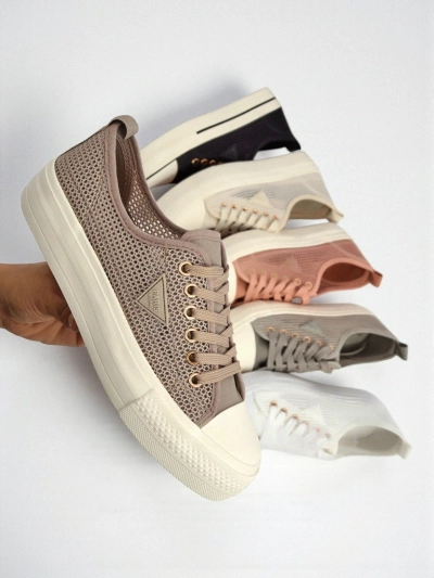 Női Hypatia Mesh világosbarna nyári sneaker lapos talp 3cm