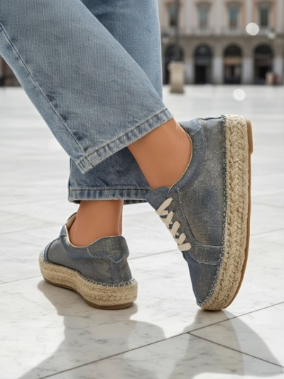 Aurelia Denim Espadrillos – női lapos sarkú szövet tornacipő