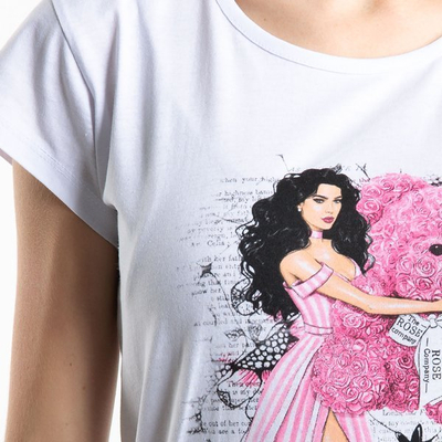 Biała koszulka z krótkim rękawem - Bluzki	