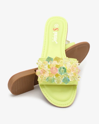 Royalfashion Neonzöld női flip-flop színes kristályokkal Bling Breeze