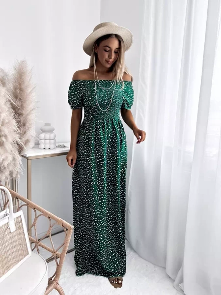 Zöld női maxiruha borsóból- Ruházat