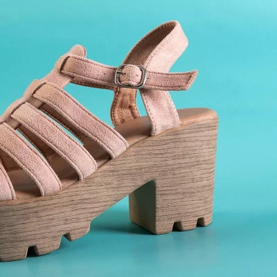 OUTLET Rózsaszín női magas sarkú szandál Tamianka - Footwear