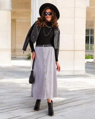 Royalfashion Női midi szoknya díszgombokkal