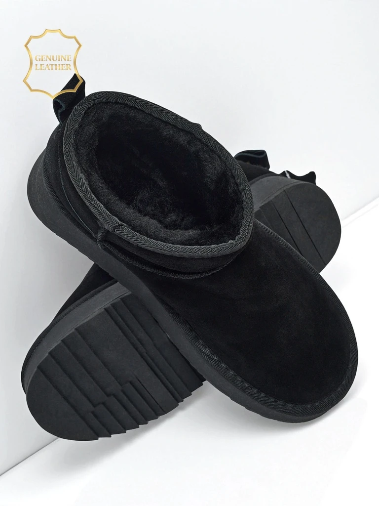 Rövid, természetes bőr női hócsizma stílusú cipő Elunara