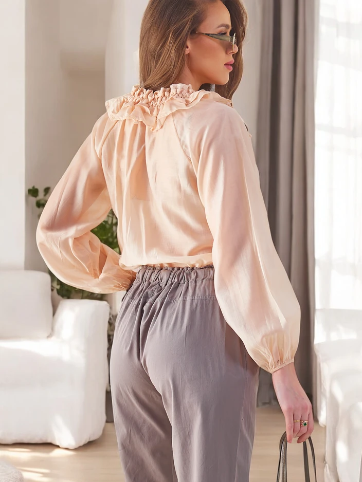 Royalfashion Áttetsző női ing díszes gallérral