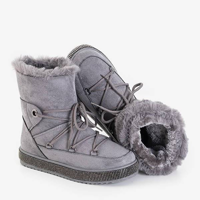 OUTLET Szürke női hócsizma köbös cirkóniákkal Nobuko - Lábbeli