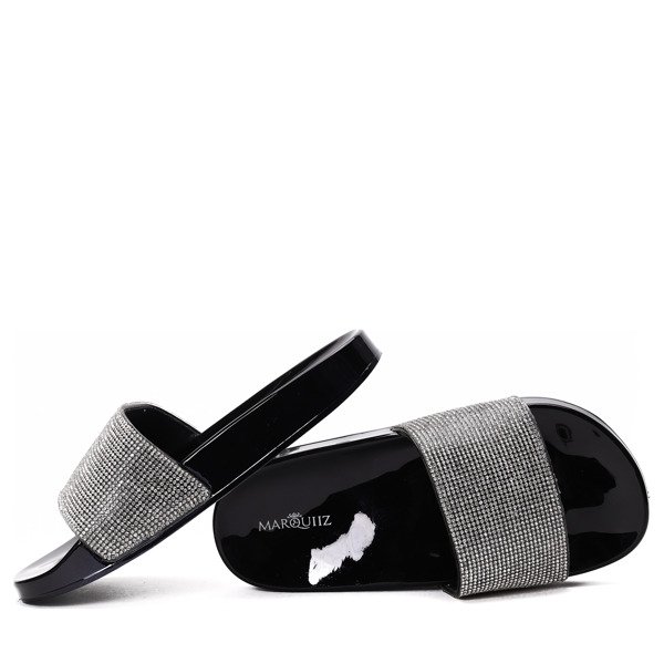 Czarne klapki z cyrkoniami Eliana - Obuwie