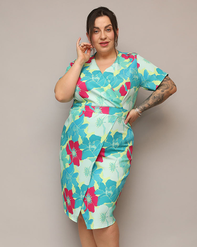 Royalfashion Női virágos szövet ruha PLUS SIZE